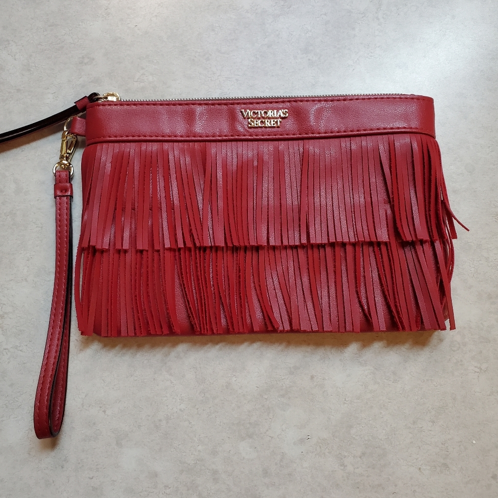 Victoria Secret Small Red Fringe Bag/Wristlet
